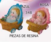 Figura bebe en carro azul o rosa