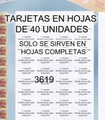 Hoja 40 tarjetas grabadas