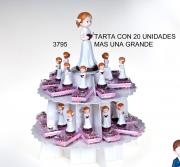 Tarta con niÑa comunion con mariquitas chocolate