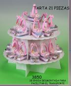 Tarta con figura bautizo y balones chocolate