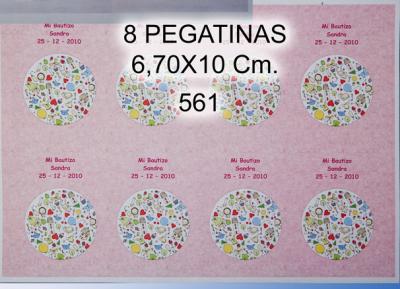 Hoja 8 pegatinas 6,70 x 10 cm grabadas