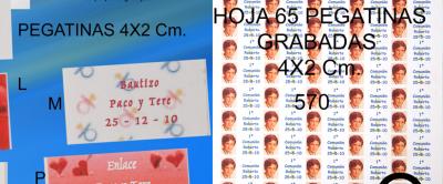 Hoja 65 pegatinas grabadas 4 x 2 cm 