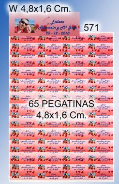 Hoja 65 pegatinas 4,8 x 1,6 cm grabadas