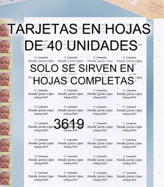 Hoja 40 tarjetas grabadas
