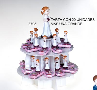 Tarta con niÑa comunion con mariquitas chocolate