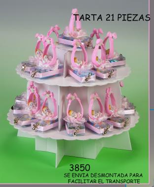 Tarta con figura bautizo y balones chocolate